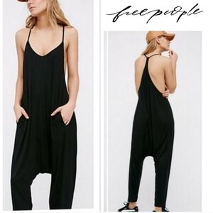 Free People Intimately Free Jumpsuit Black Ribbed Women's Size XS Racerback